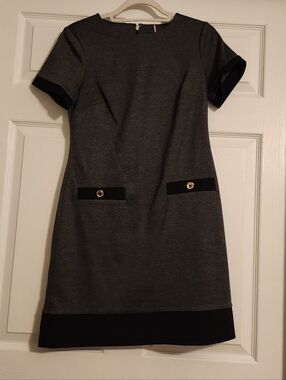 Tommy Hilfiger Charcoal Gray Mini Dress with Black Trim
